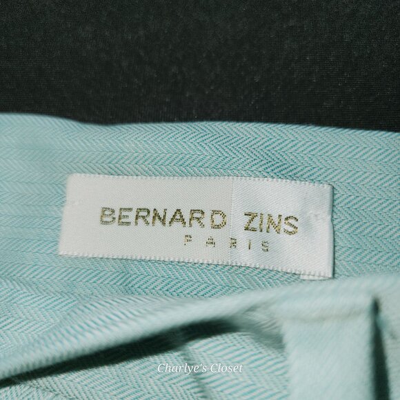Vintage Bernard Zins Paris Blue Wool Pleated Trousers Sz.12 Quiet‎ Luxury NWT - Picture 9 of 12